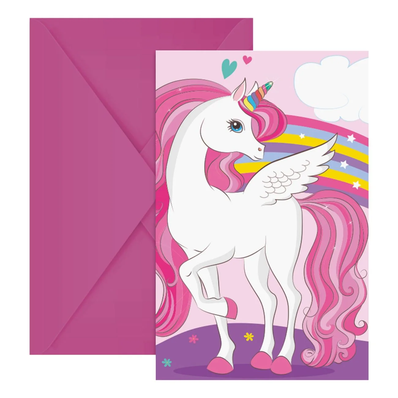 Unicorn Indbydelser, 6 stk.
