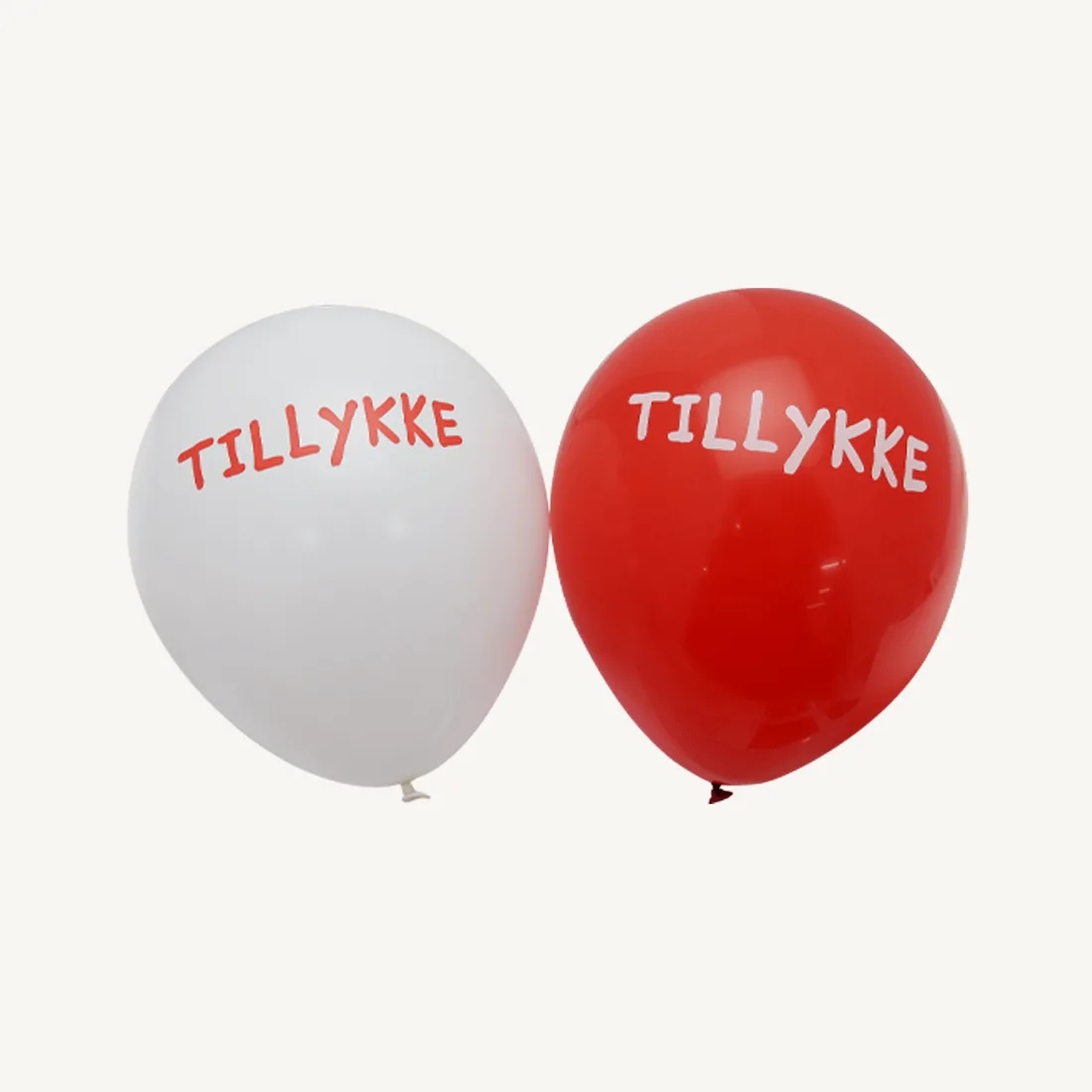 Balloner, TILLYKKE - rød/hvid, 6 stk.