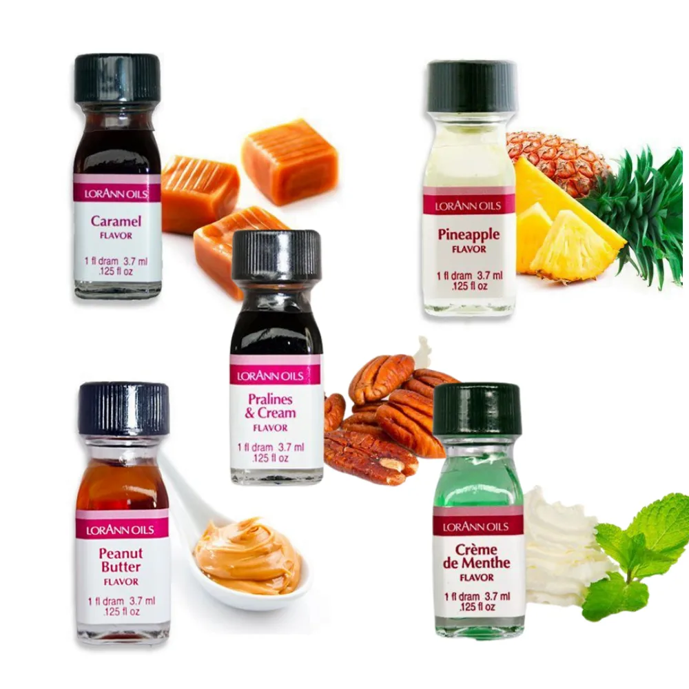 5 populære aromaer - Peanut Butter, Ananas, Creme de Mente, Karamel og Pralines and Creme