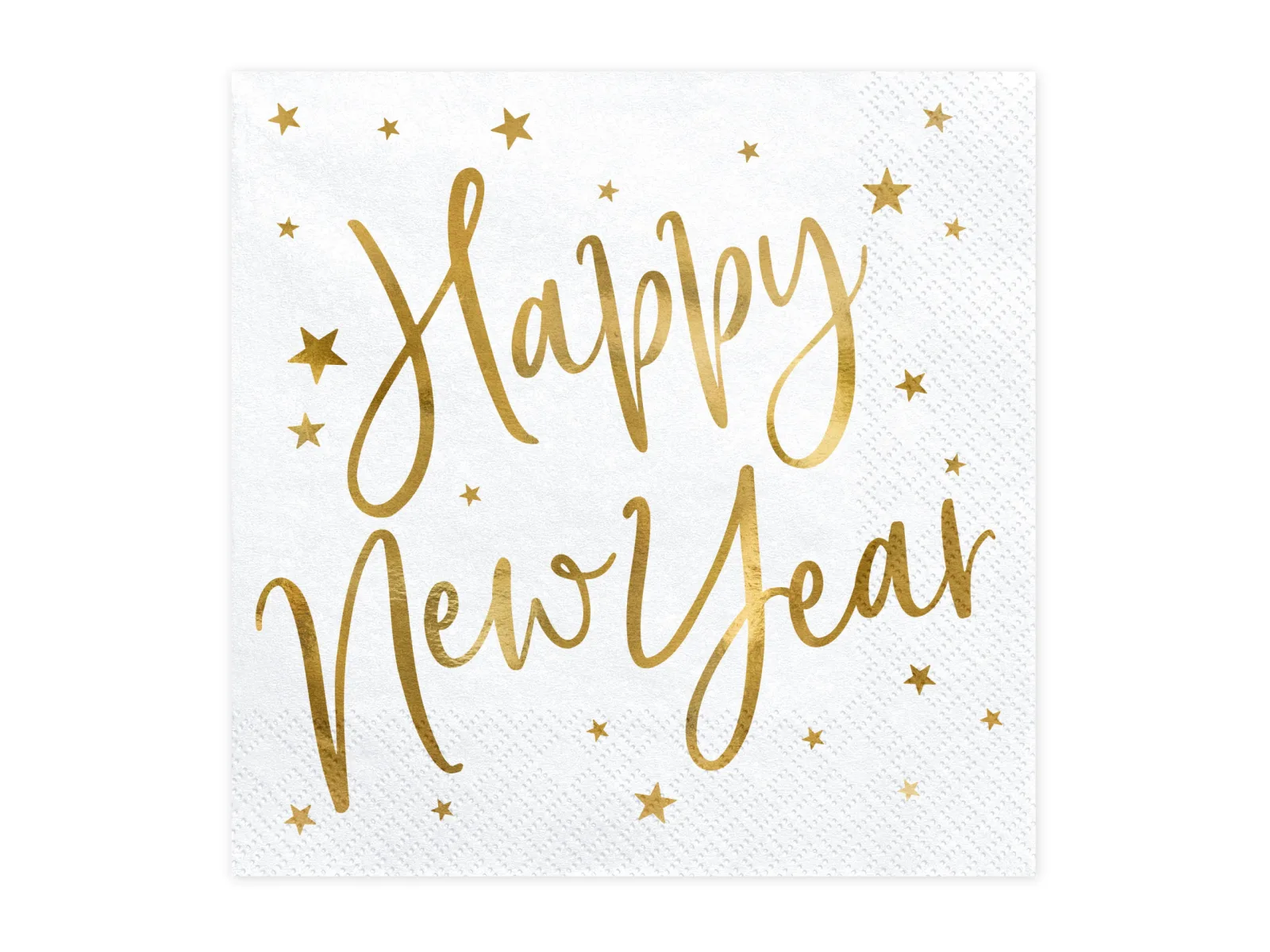 PartyDeco Servietter Happy New Year, Hvid, 33 x 33 cm (1 pk. / 20 stk.)