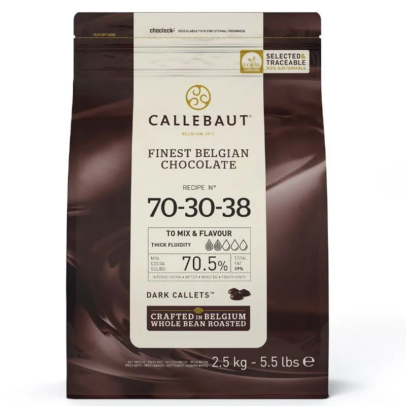 Callebaut chokolade mørk, 2,5 kg (70,5%) Recipe N° 70-30-38