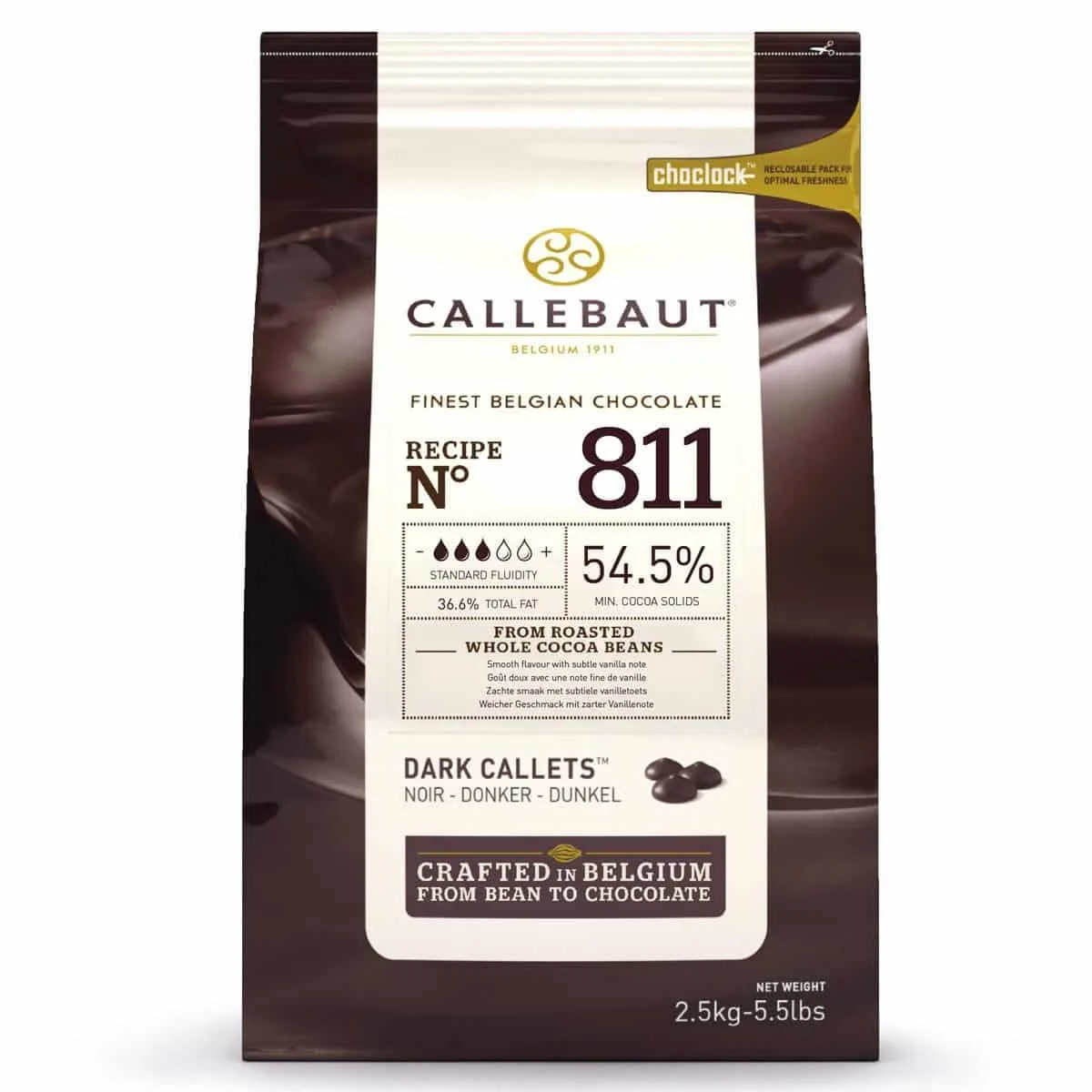 Callebaut chokolade mørk, 2,5 kg (54,5%) Recipe N° 811