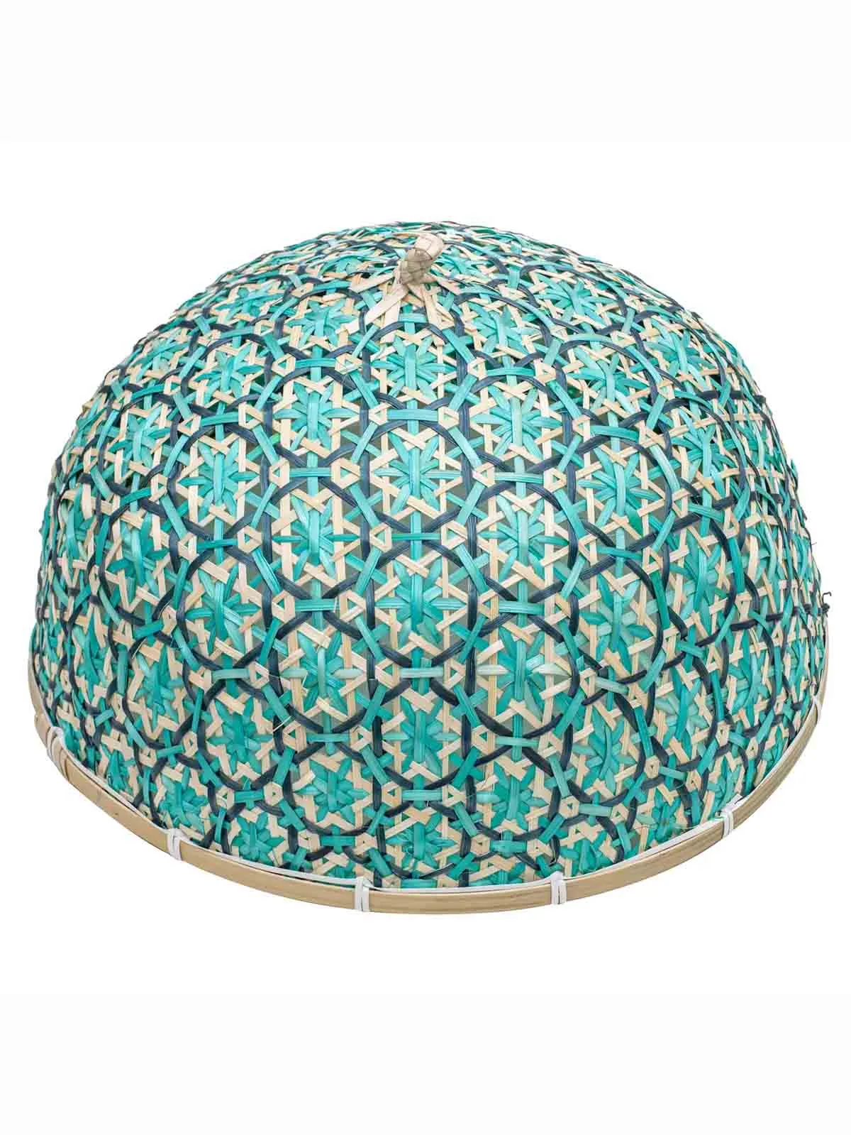 Fluenet i bambus 34 cm - Turkise farver