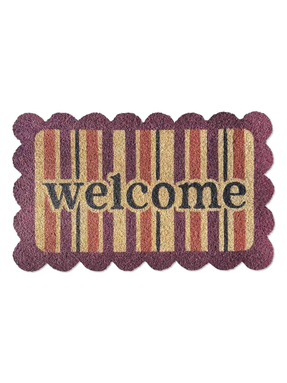 Dørmåtte 45x75 cm - "Welcome" lilla bølgekant