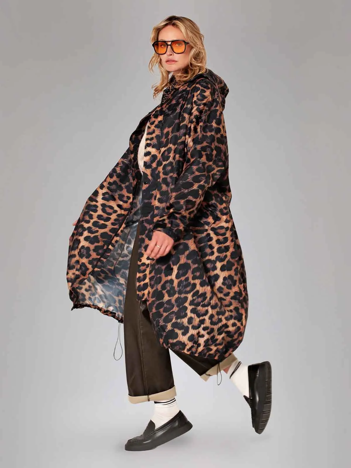 Lang regnfrakke - Dark Leopard