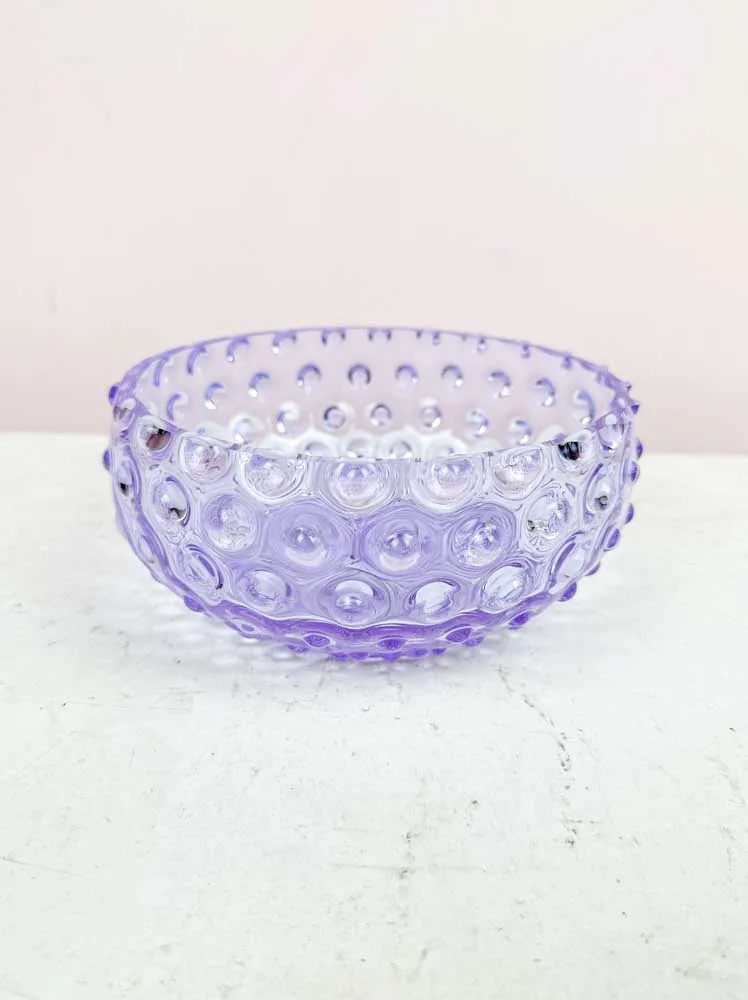Skål i pindsvinglas 17 cm - Syrenlilla