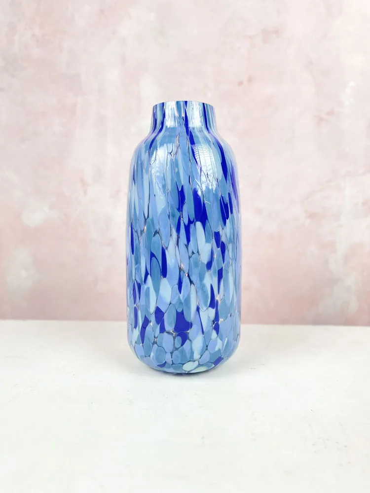 Mundblæst confetti vase - Sapphire