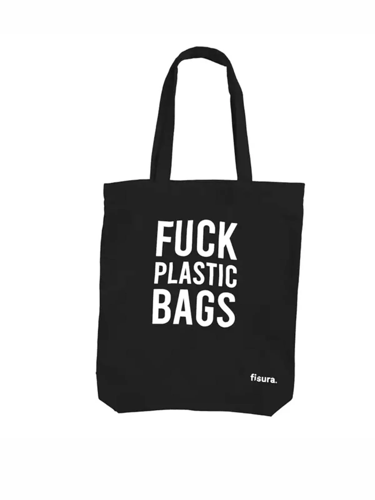 Totebag (37x43) - "Fuck plastic bags" i sort