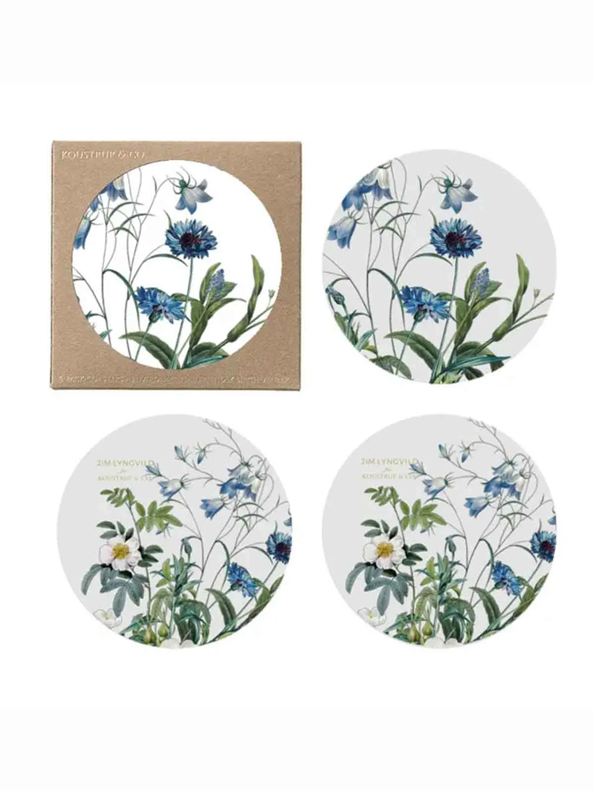 Coasters – Blå blomsterhave | Koustrup & Co