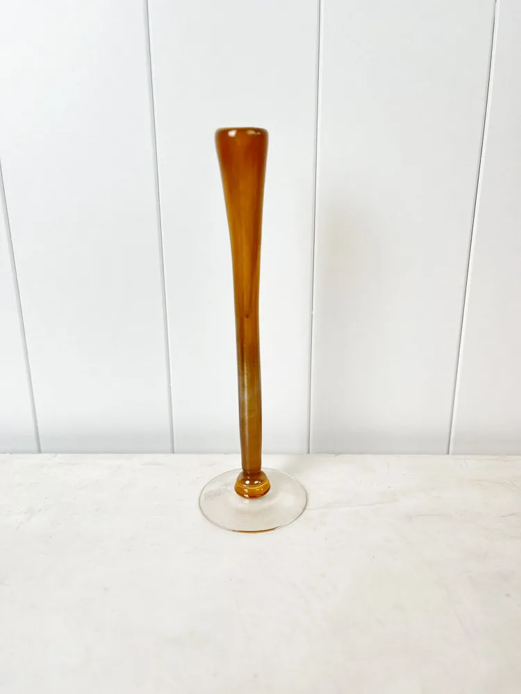 Mundblæst lysestage 24-26 cm - Bernstein