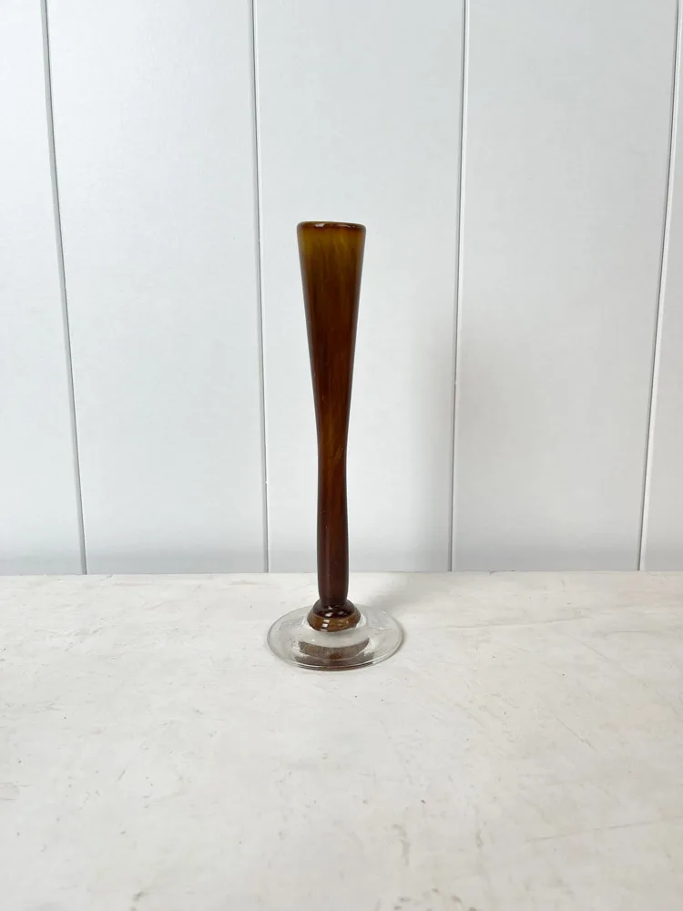 Mundblæst lysestage 22-24 cm - Coffee