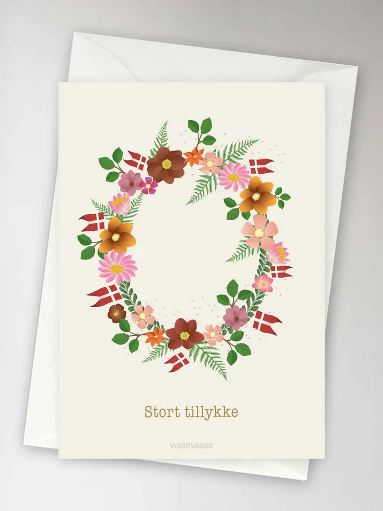 Anledningskort med kuvert (A6) – Stort tillykke med blomsterkrans | ViSSEVASSE