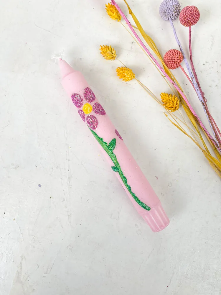 Lys "Blomst"- Lyserød med pink blomst
