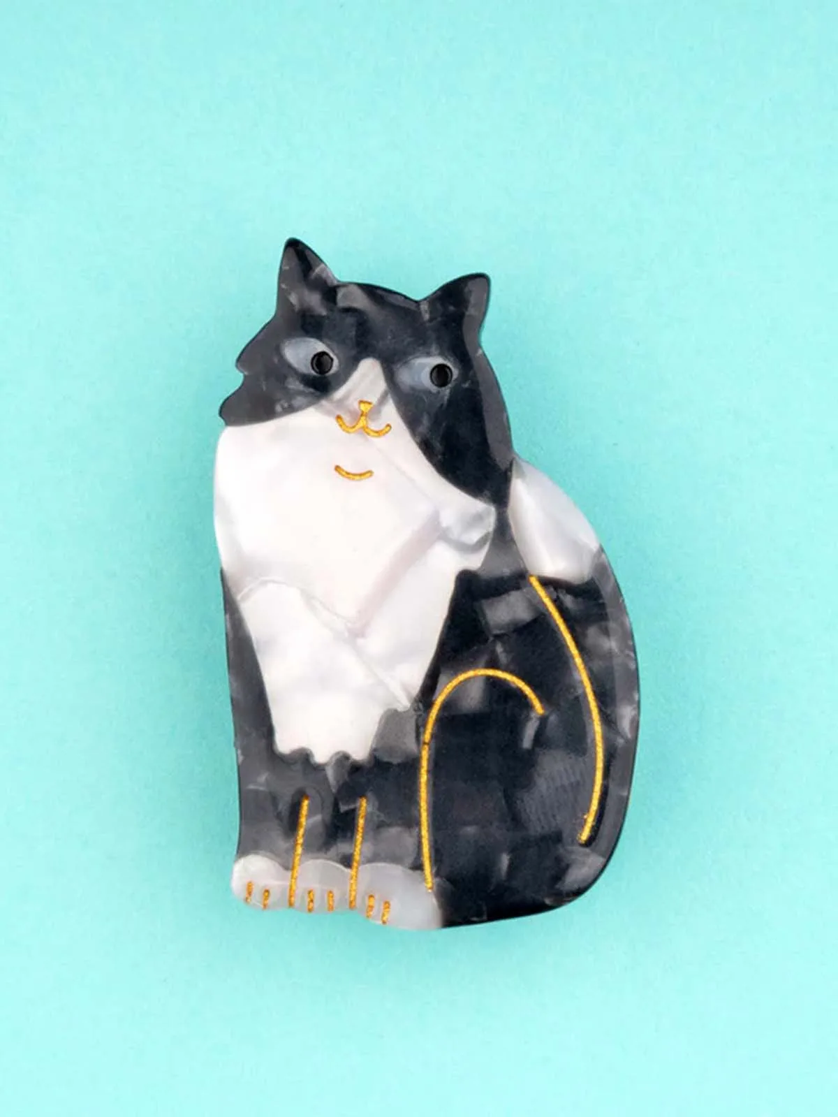 Hårspænde - Sort og hvid kat
