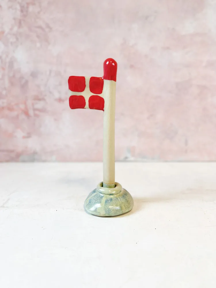 Keramik flag mellem - Blå stribet