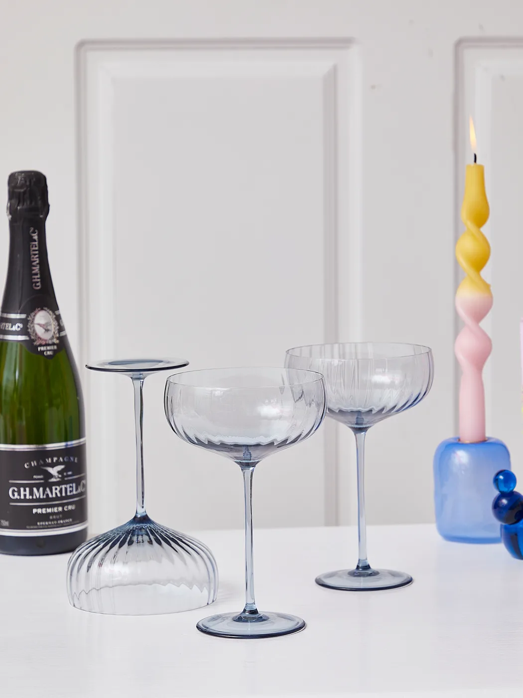 "Remix" bambus champagneskål 390 ml - Blue smoke