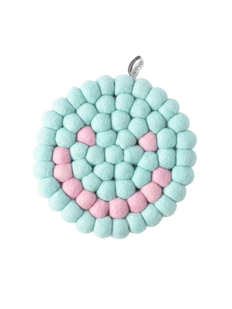 Rund bordskåner i filt - Smiley "Mint"