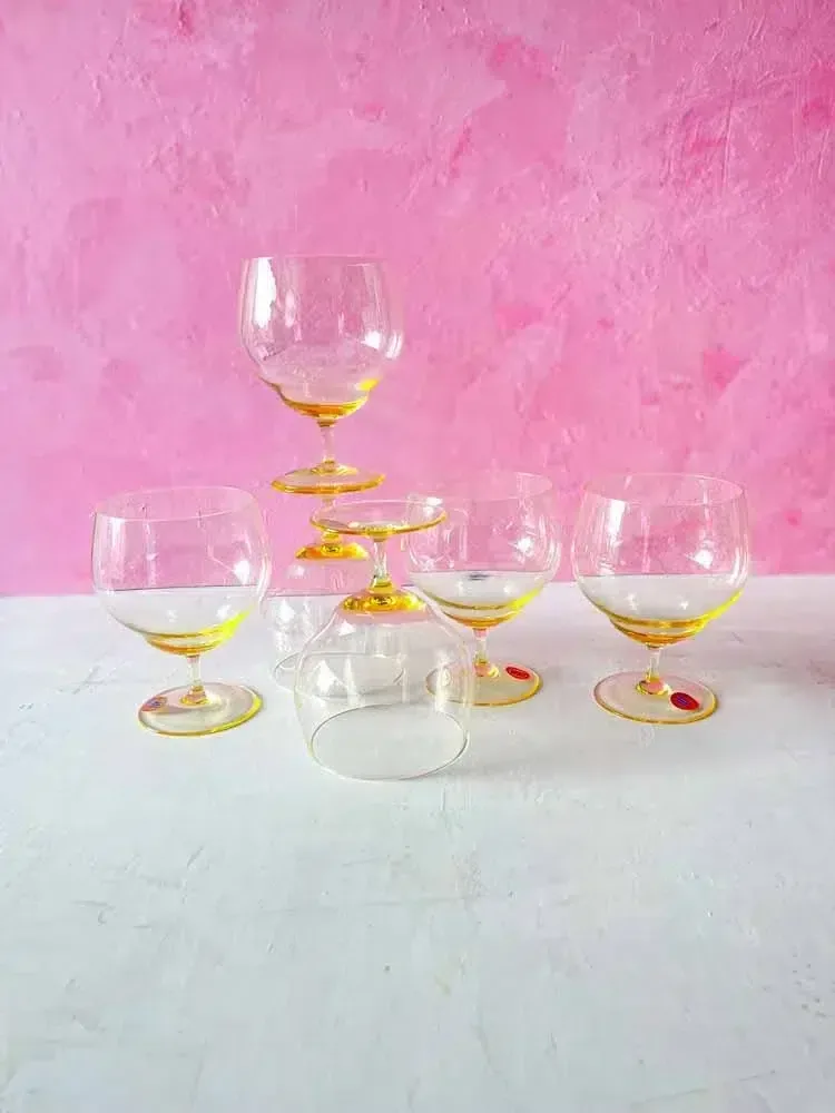 6 gule store cognac eller ølglas - 580 ml