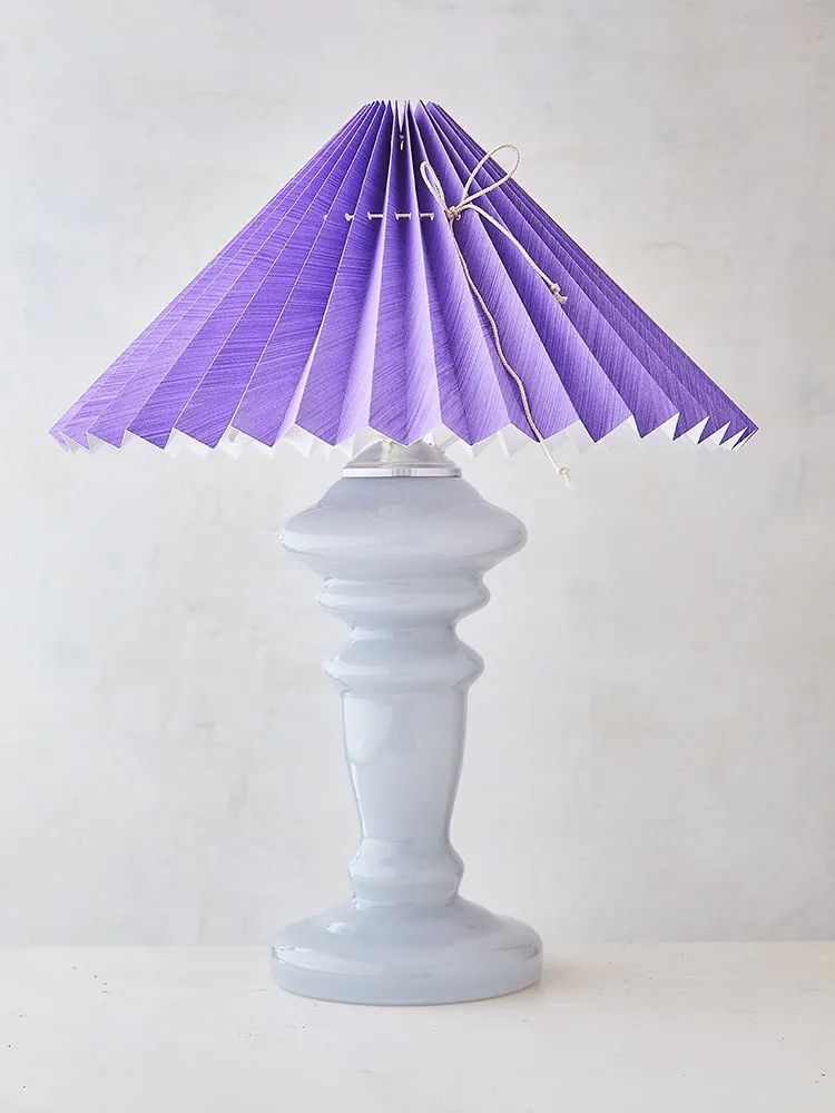 Bordlampe opalglas "Oliver" (40 cm) – Lysegrå