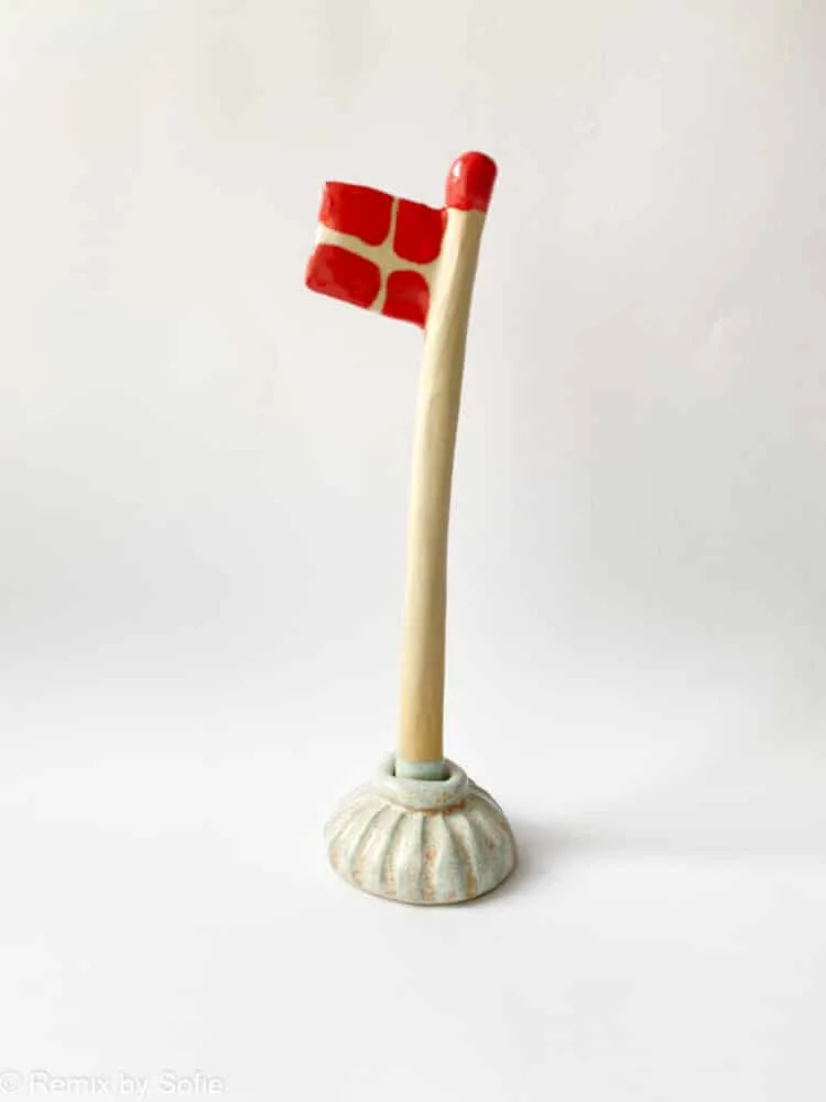 Keramik flag mellem - lyseblå med riller