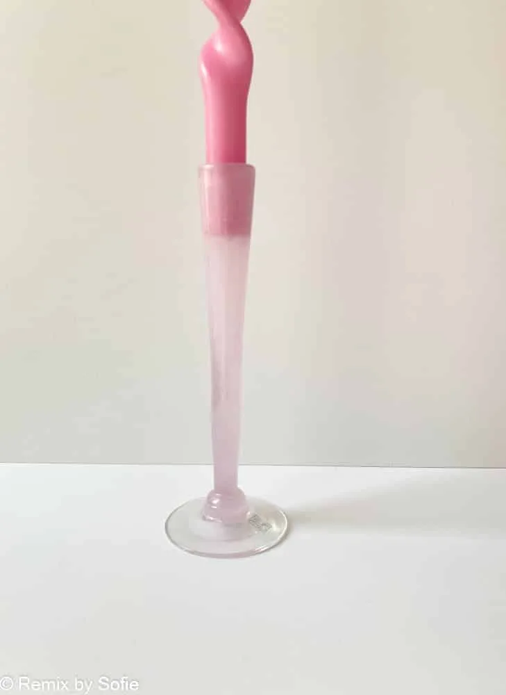 Mundblæst lysestage 22-24 cm - lyserød