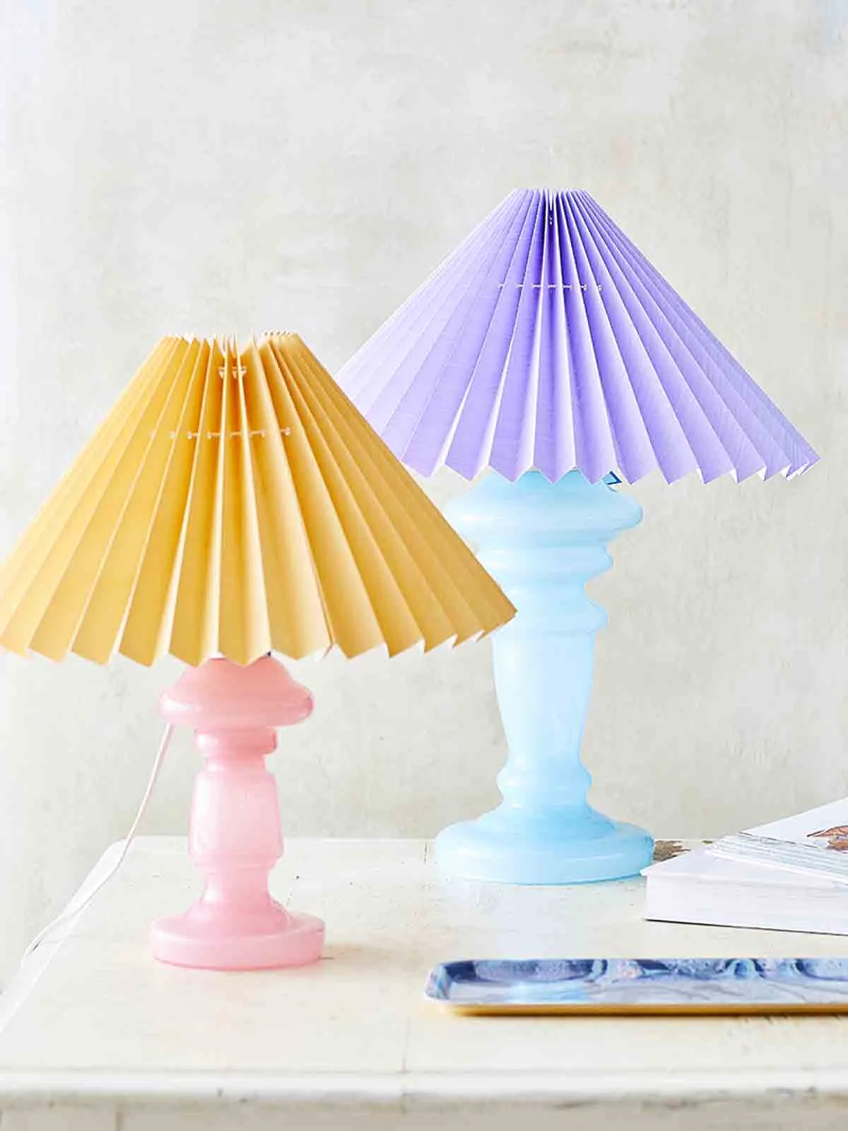 Bordlampe opalglas "Oliver" (40 cm) – lyseblå