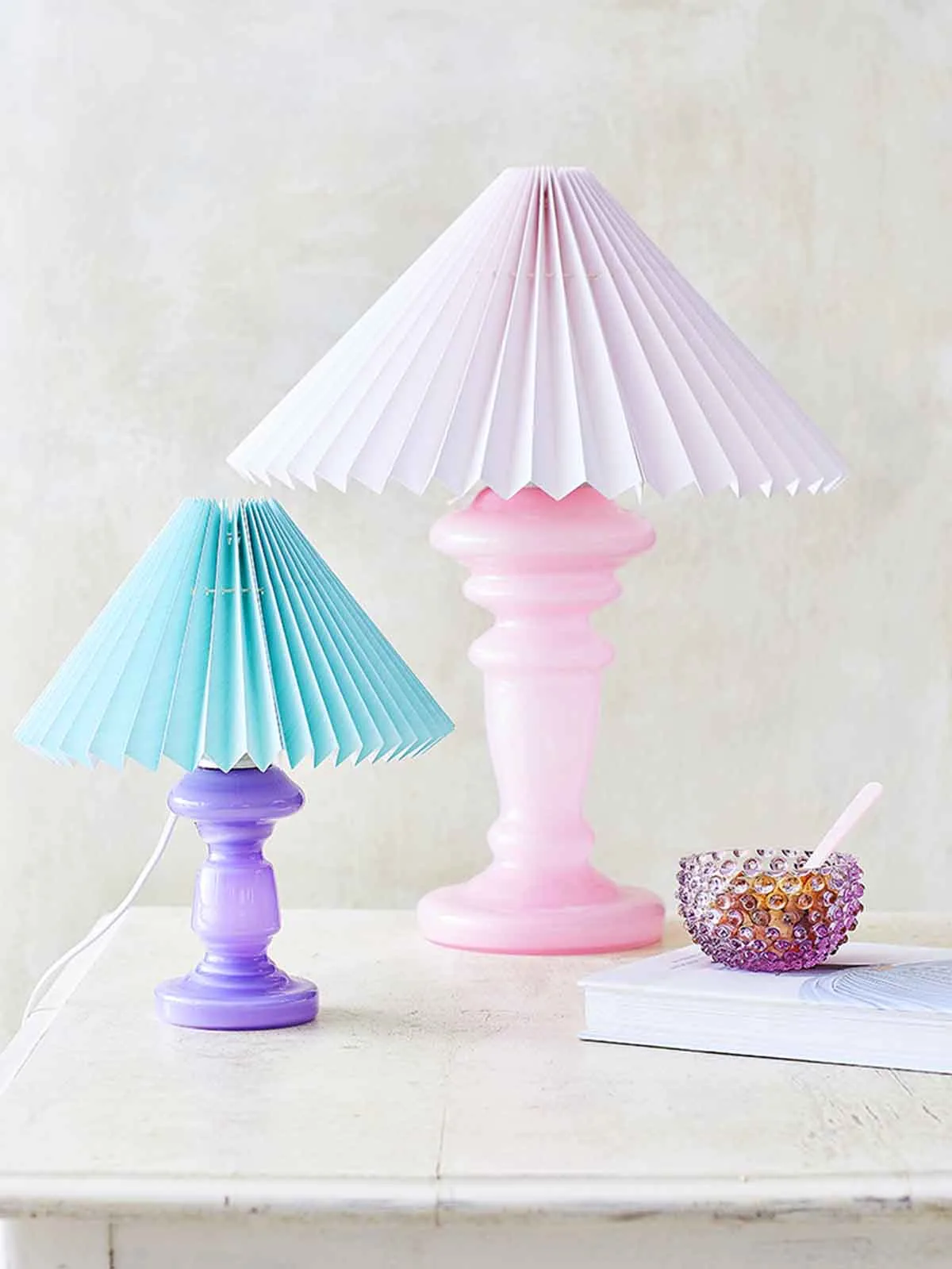 Bordlampe i opalglas Oliver 40 cm – Rosa | Pink Rose lamper