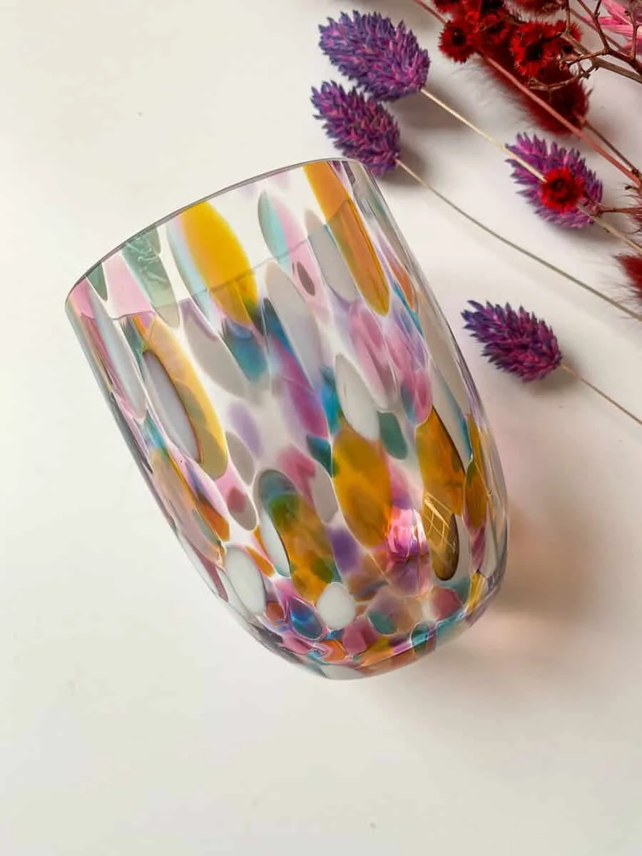 Anna von Lipa glas - "splash" med multicolor