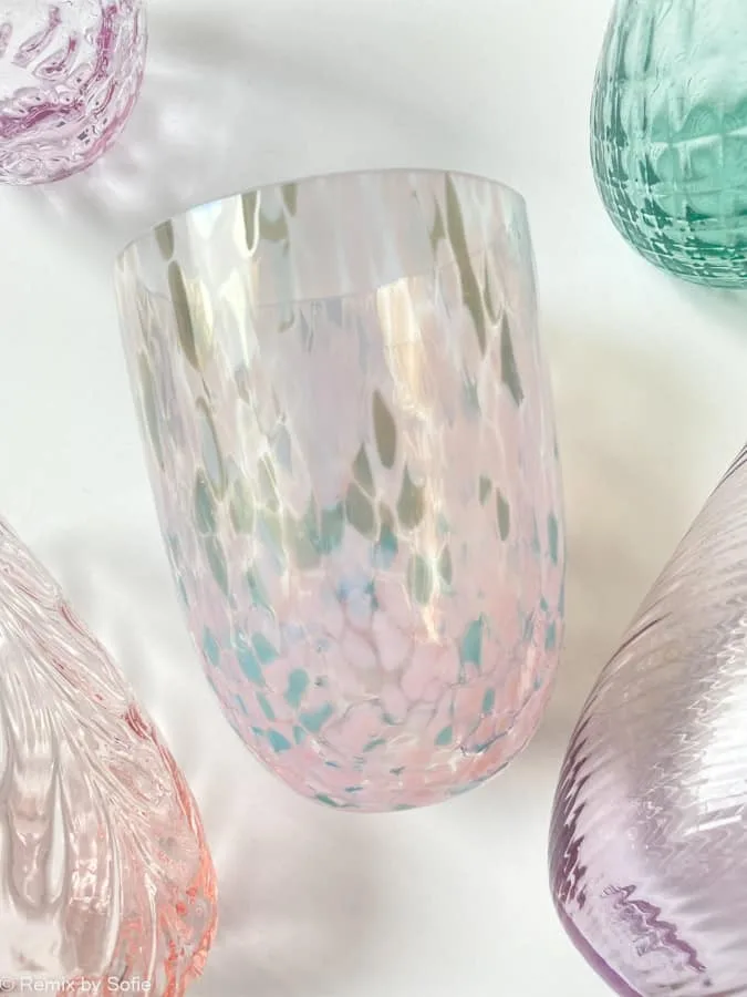 Anna von Lipa glas - "Confetti" med rosa og grøn